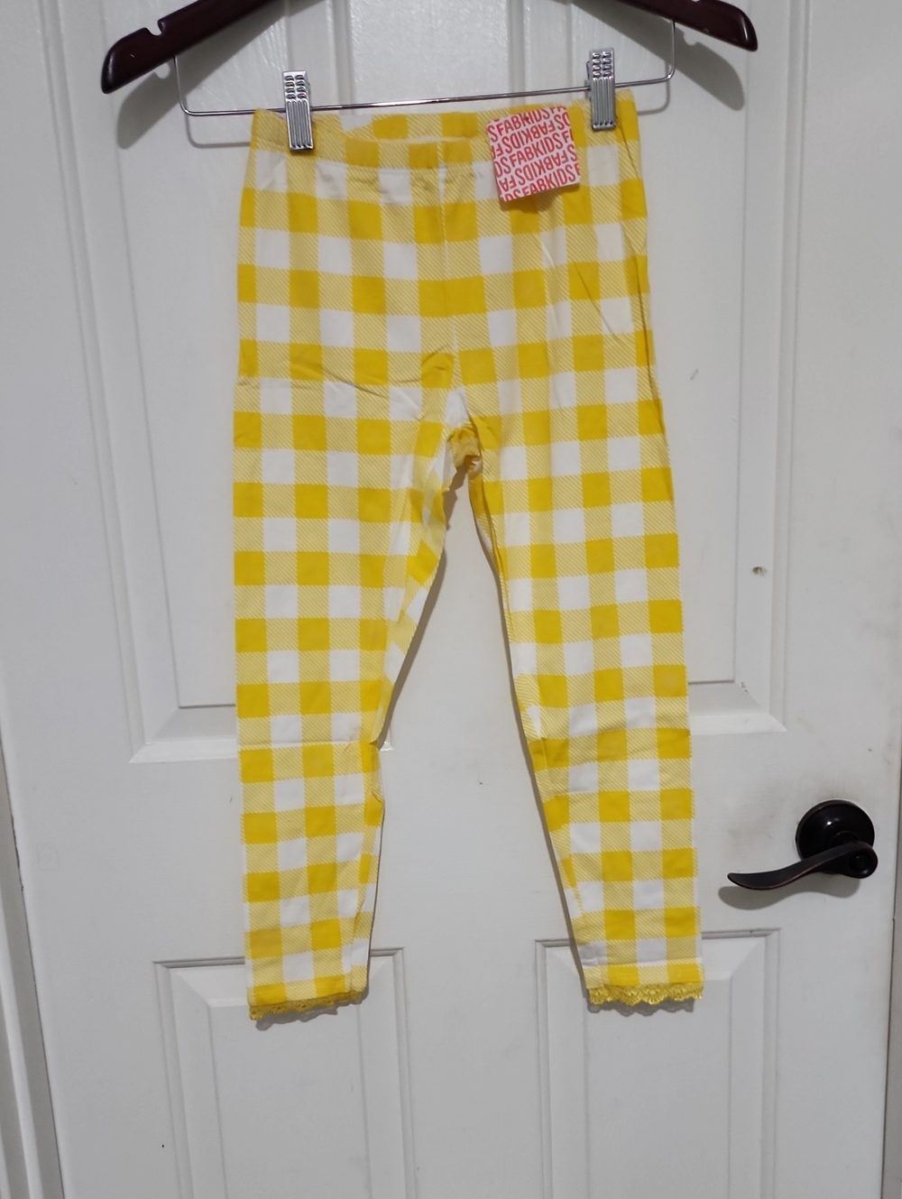 Yellow Gingham Kids Leggings - Sunflower Check